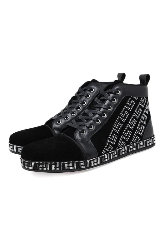 SH729 BARABAS BAROQE PATTERN SUADE HIGH TOP SNEAKERS 
